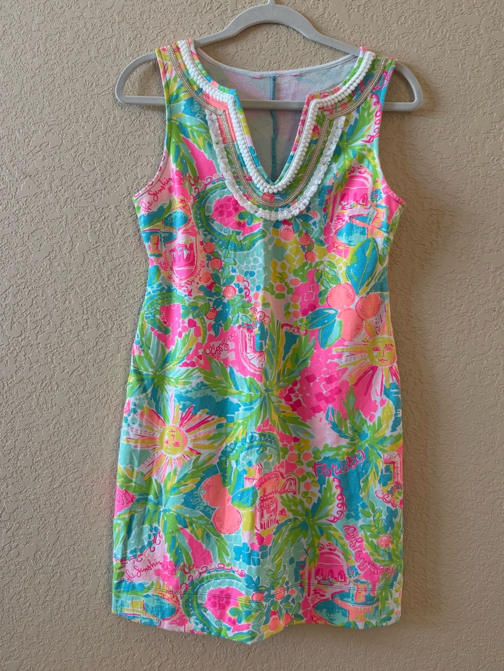 Lilly Pulitzer Harper Sleeveless Shift Dress Sunshine State of Mind Print, Small